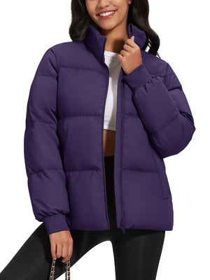 TACVASEN Dark Purple Women's Winter Down Puffer Jackets