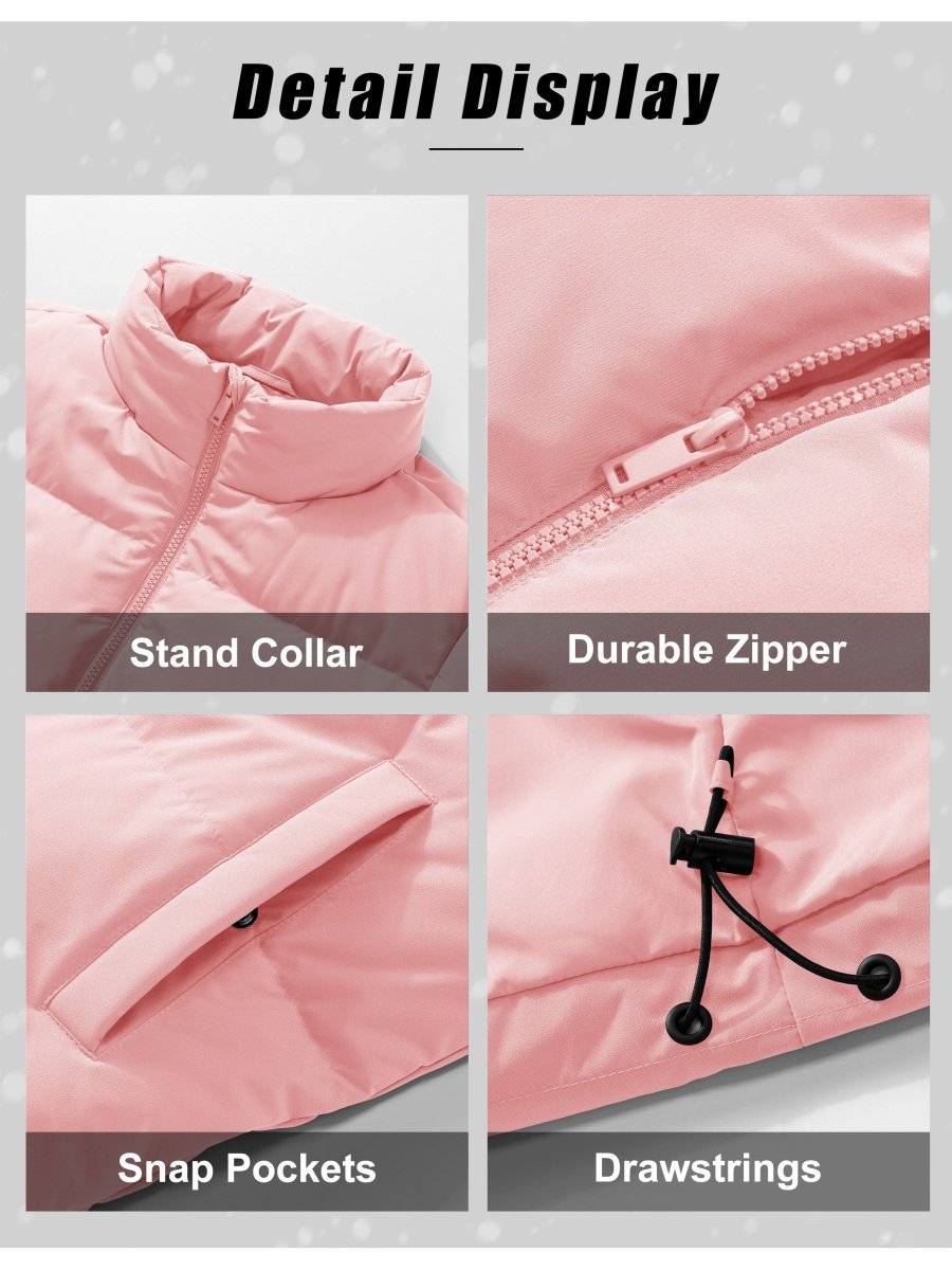 TACVASEN Pink Women's Winter Down Puffer Jackets