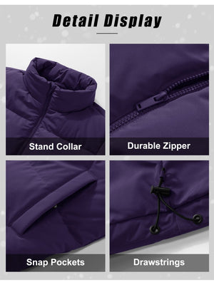 TACVASEN Dark Purple Women's Winter Down Puffer Jackets
