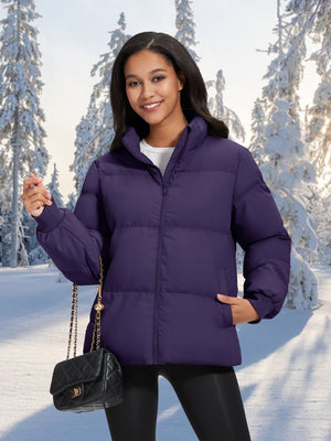 TACVASEN Dark Purple Women's Winter Down Puffer Jackets