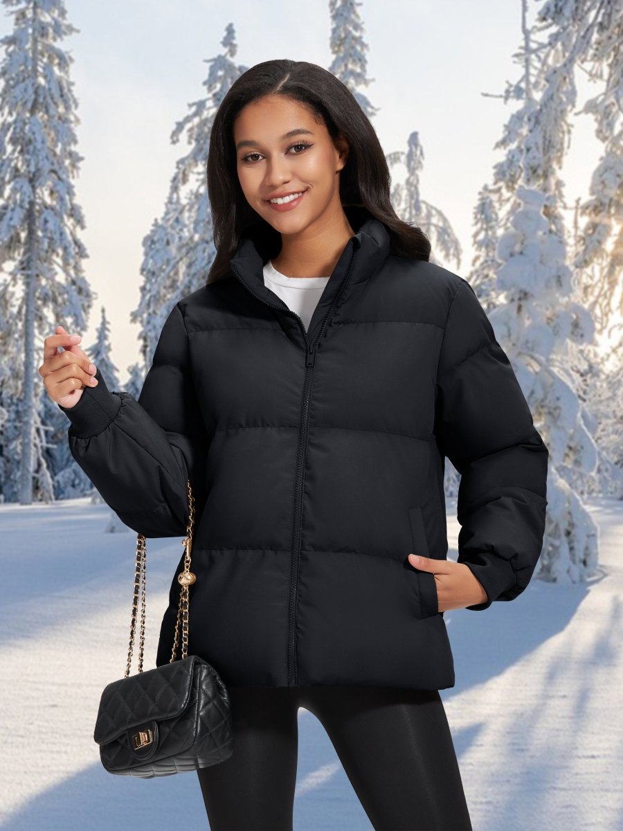 TACVASEN Black Women's Winter Down Puffer Jackets