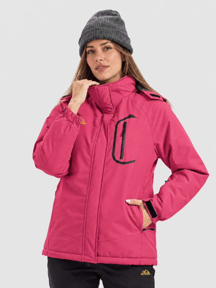 TACVASEN Rose Red Women's Winter Waterproof Insulated Warm Coat