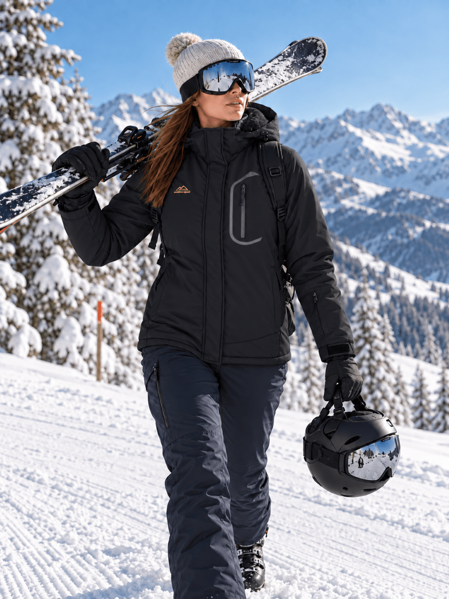 TACVASEN Black Women's Winter Waterproof Insulated Warm Coat