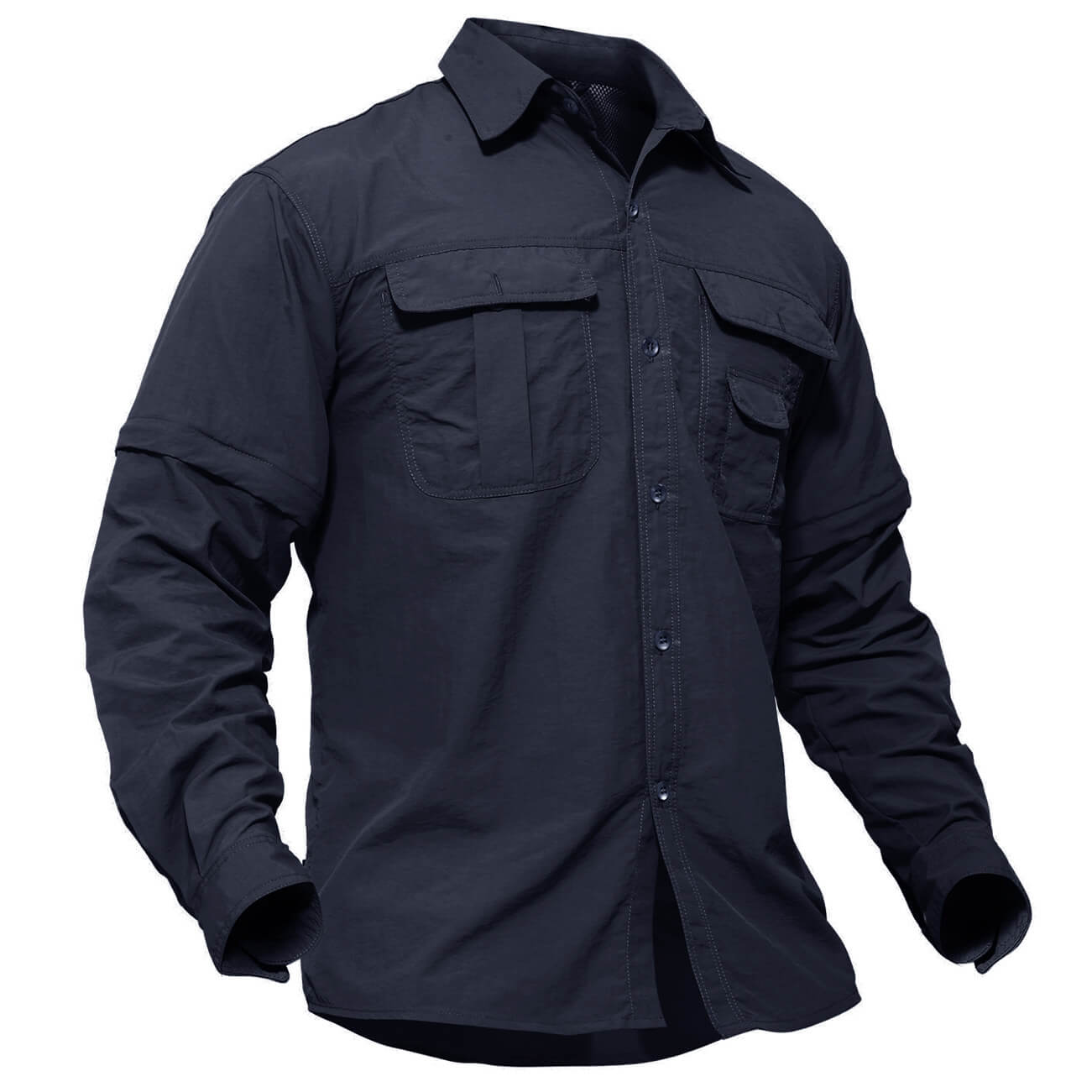 TACVASEN Navy Men's Breathable Quick - Dry Convertible Outdoor Shirt