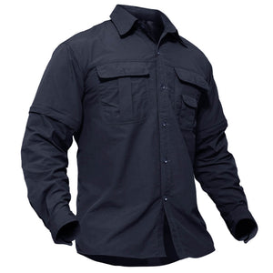 TACVASEN Navy Men's Breathable Quick - Dry Convertible Outdoor Shirt