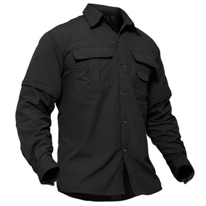 TACVASEN Black Men's Breathable Quick - Dry Convertible Outdoor Shirt