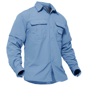 TACVASEN Sky Blue Men's Breathable Quick - Dry Convertible Outdoor Shirt