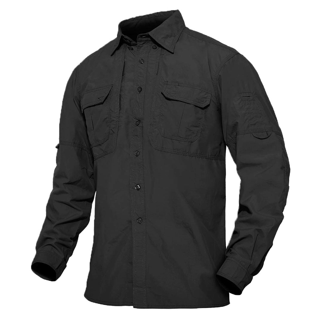 TACVASEN Black Men's Breathable Quick Dry Long Sleeve Shirts