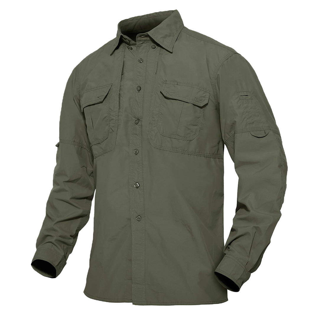 TACVASEN Green Men's Breathable Quick Dry Long Sleeve Shirts