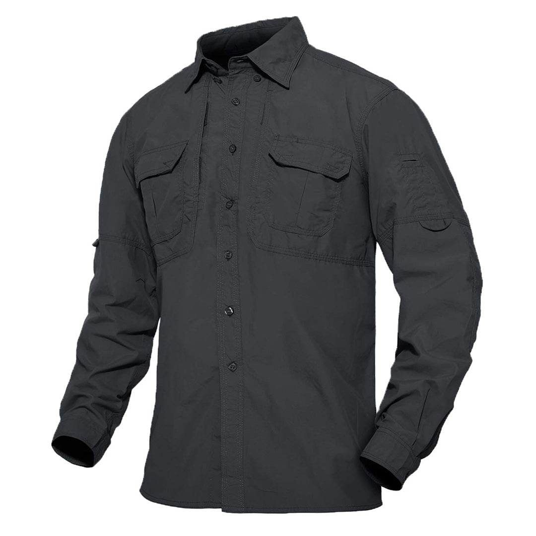TACVASEN Grey Men's Breathable Quick Dry Long Sleeve Shirts