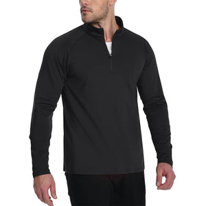 TACVASEN Black Men's 1/4 Zip Athletic Pullover Fleece Lined Sweatshirts