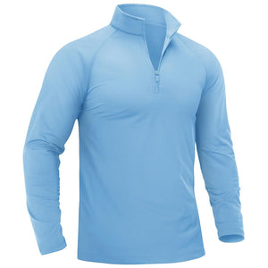 TACVASEN Light Blue Men's 1/4 Zip Athletic Pullover Fleece Lined Sweatshirts