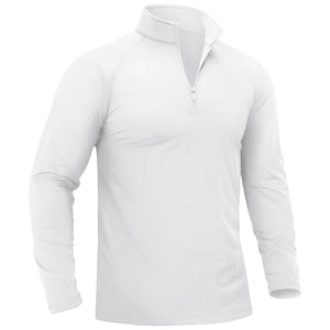 TACVASEN White Men's 1/4 Zip Athletic Pullover Fleece Lined Sweatshirts