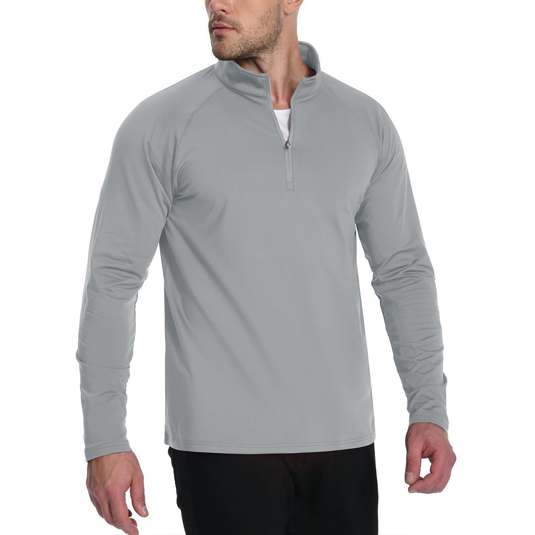 TACVASEN Light Grey Men's 1/4 Zip Athletic Pullover Fleece Lined Sweatshirts