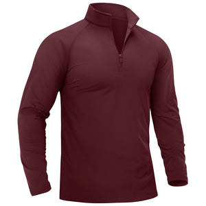 TACVASEN Wine Red Men's 1/4 Zip Athletic Pullover Fleece Lined Sweatshirts
