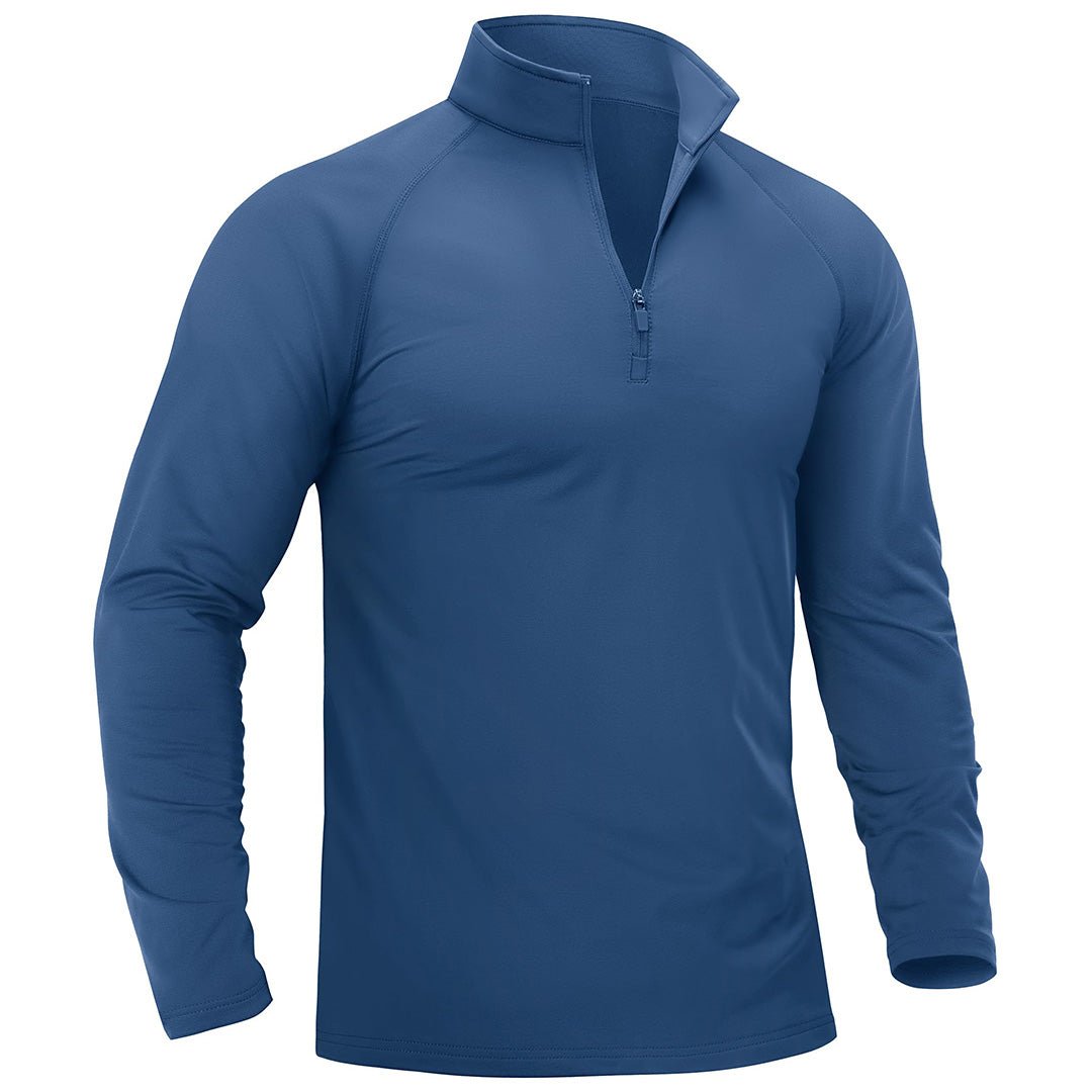 TACVASEN Blue Grey Men's 1/4 Zip Athletic Pullover Fleece Lined Sweatshirts