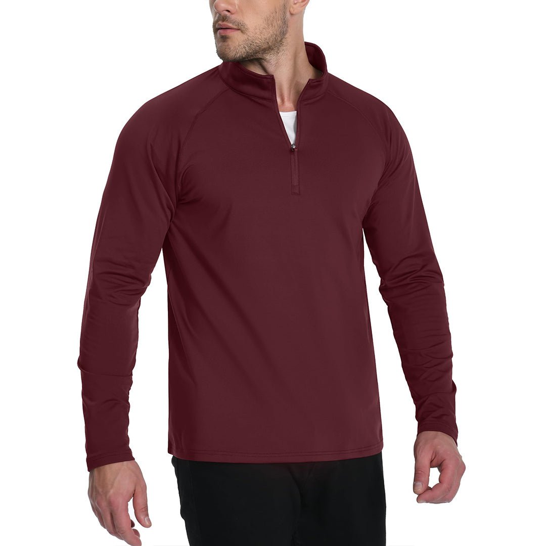 TACVASEN Wine Red Men's 1/4 Zip Athletic Pullover Fleece Lined Sweatshirts