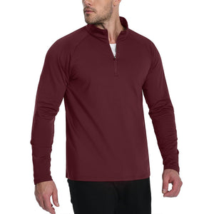 TACVASEN Wine Red Men's 1/4 Zip Athletic Pullover Fleece Lined Sweatshirts