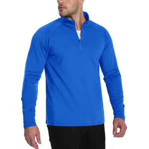 TACVASEN Sapphire Blue Men's 1/4 Zip Athletic Pullover Fleece Lined Sweatshirts
