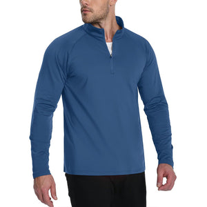 TACVASEN Blue Grey Men's 1/4 Zip Athletic Pullover Fleece Lined Sweatshirts