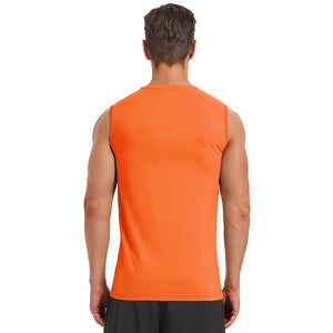 TACVASEN Orange Men's Bodybuilding Tank Tops Cotton Workout T-Shirts