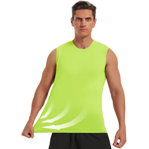 TACVASEN Green Men's Bodybuilding Tank Tops Cotton Workout T-Shirts