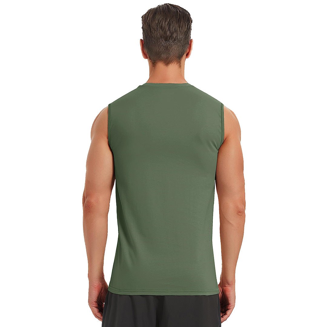 TACVASEN Army Green Men's Bodybuilding Tank Tops Cotton Workout T-Shirts