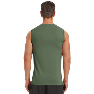 TACVASEN Army Green Men's Bodybuilding Tank Tops Cotton Workout T-Shirts