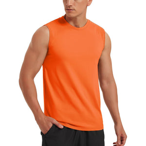 TACVASEN Orange Men's Bodybuilding Tank Tops Cotton Workout T-Shirts