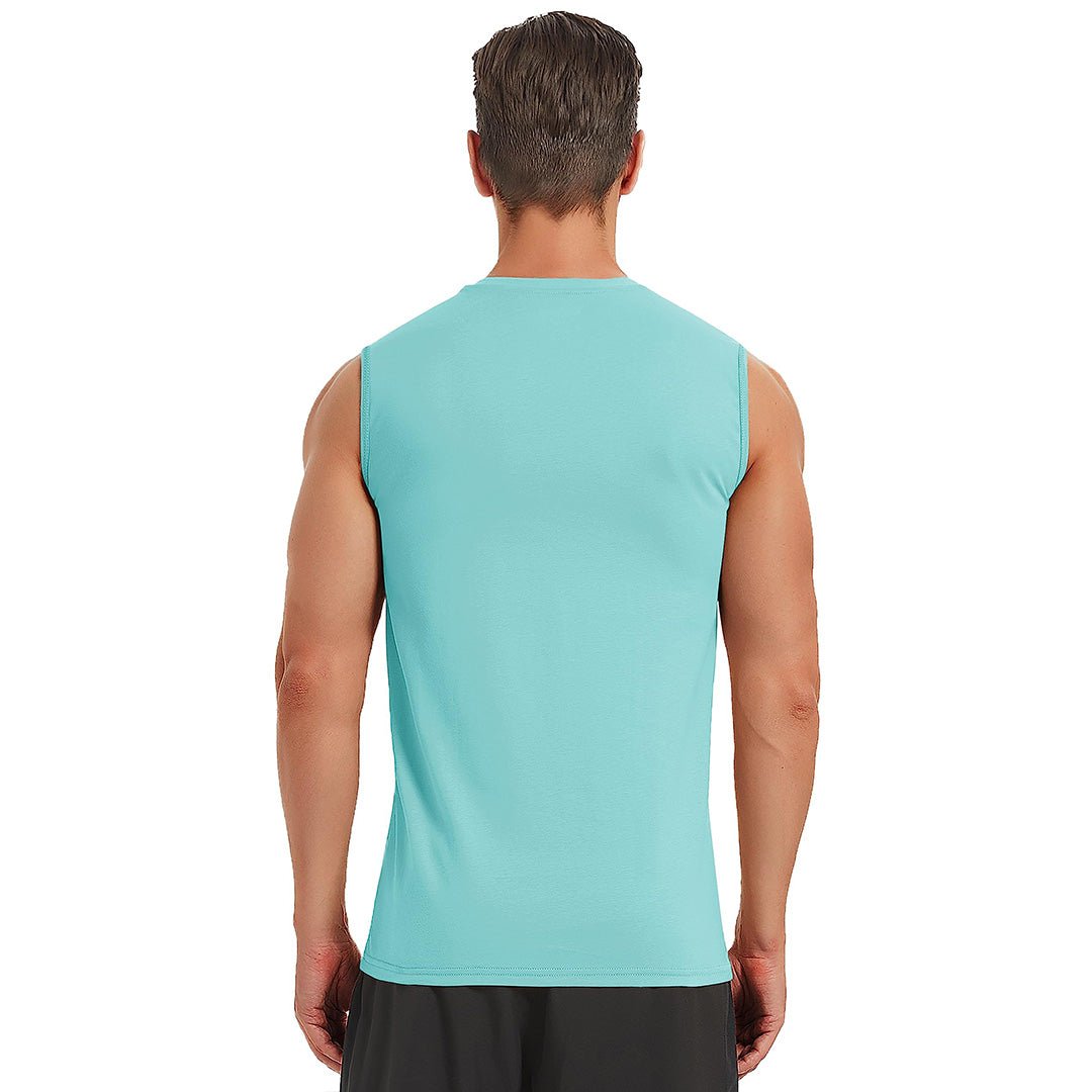 TACVASEN Light Lake Blue Men's Bodybuilding Tank Tops Cotton Workout T-Shirts