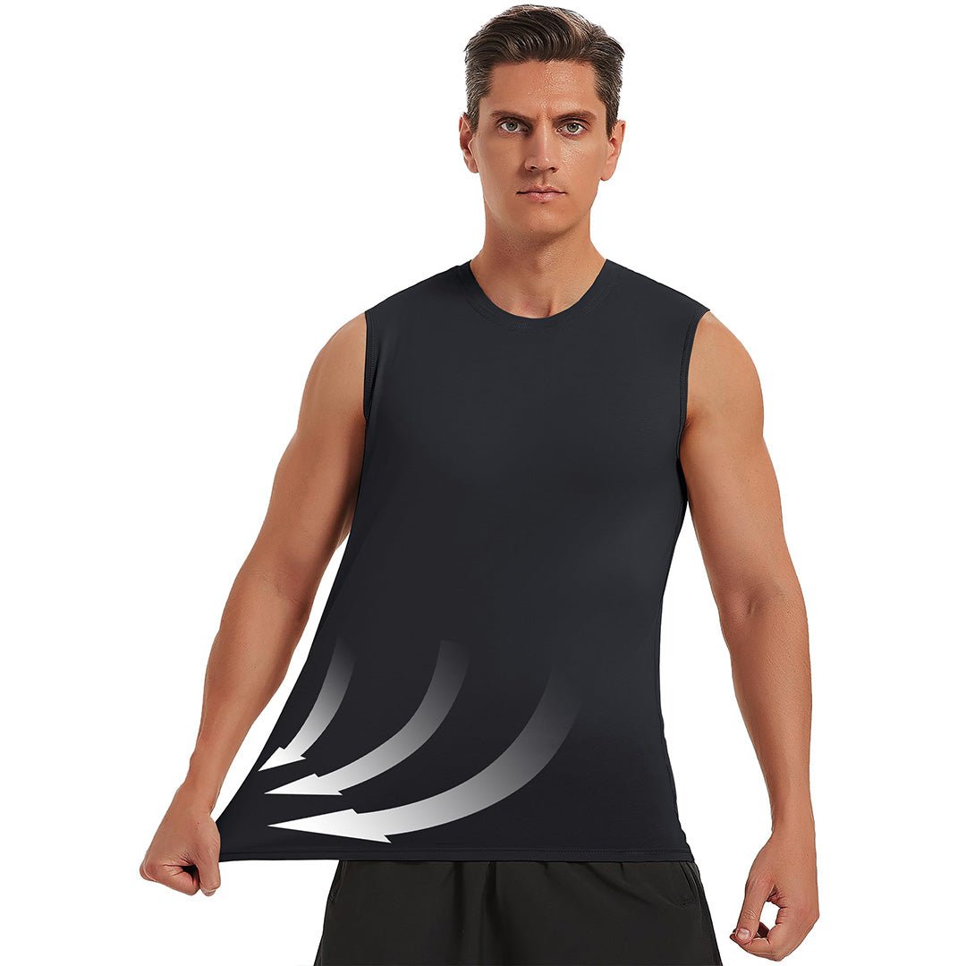 TACVASEN Black Men's Bodybuilding Tank Tops Cotton Workout T-Shirts