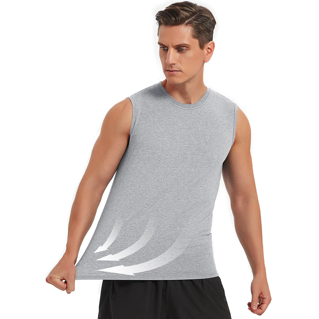 TACVASEN Light Grey Men's Bodybuilding Tank Tops Cotton Workout T-Shirts