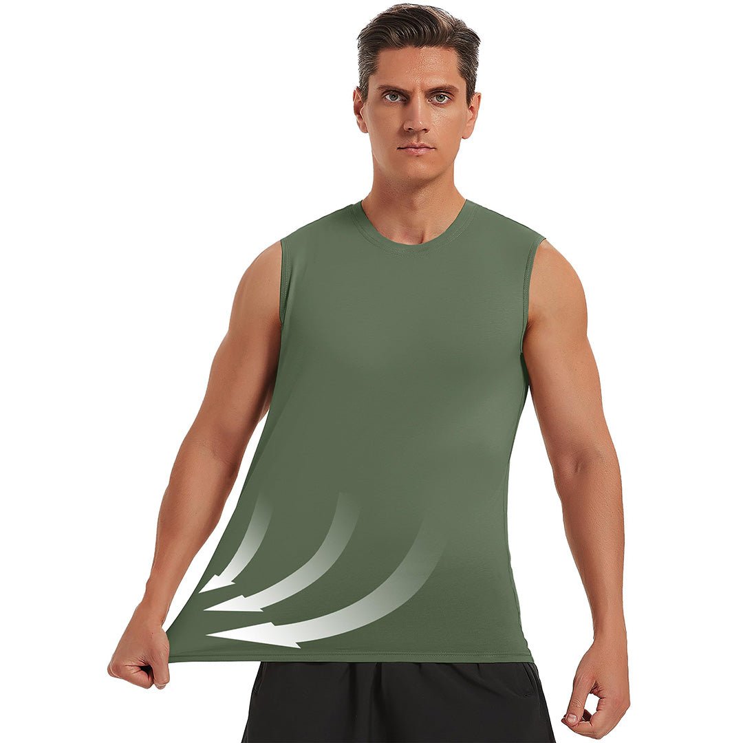 TACVASEN Army Green Men's Bodybuilding Tank Tops Cotton Workout T-Shirts