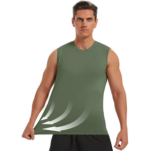 TACVASEN Army Green Men's Bodybuilding Tank Tops Cotton Workout T-Shirts