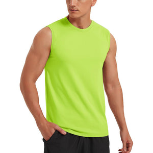 TACVASEN Green Men's Bodybuilding Tank Tops Cotton Workout T-Shirts