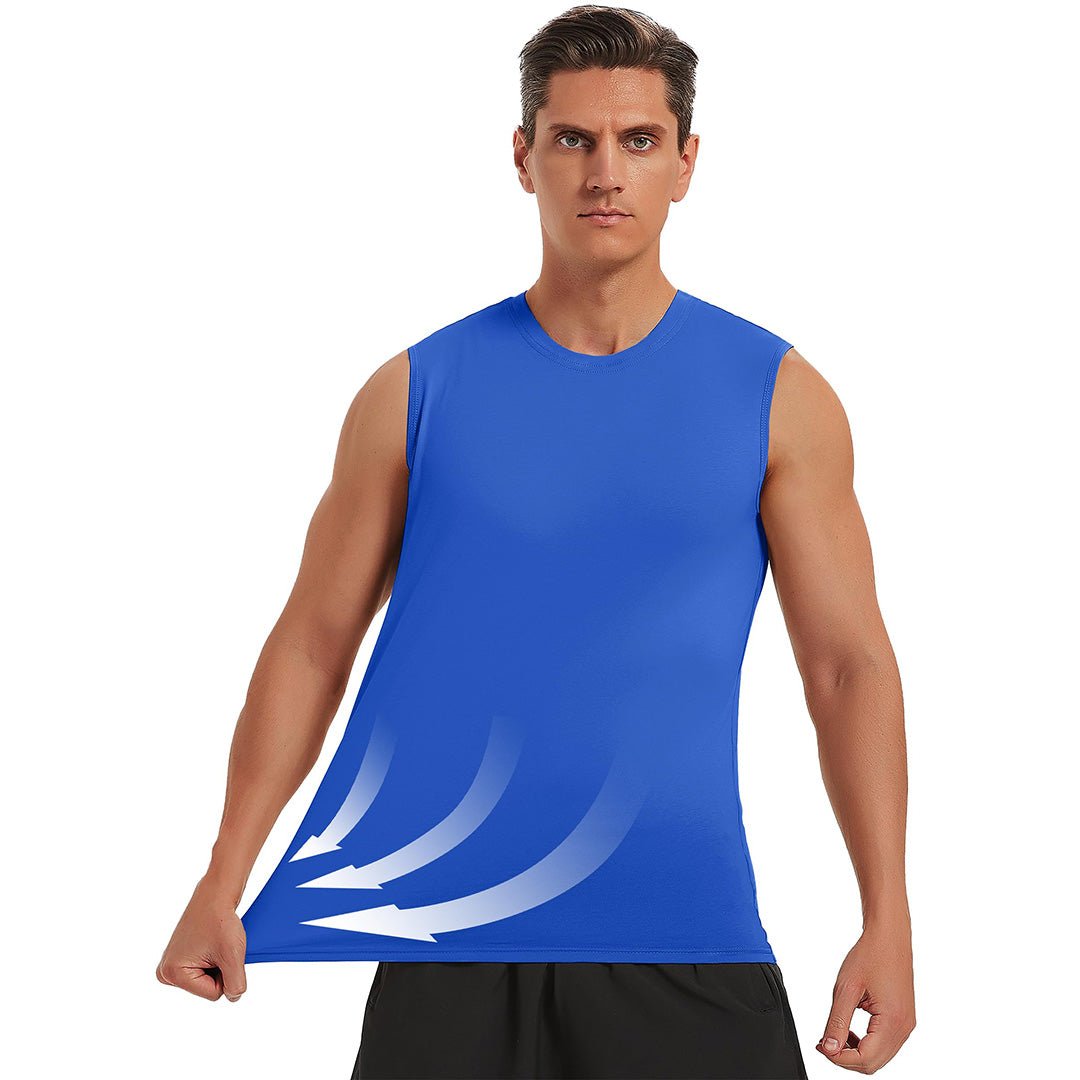 TACVASEN Color Blue Men's Bodybuilding Tank Tops Cotton Workout T-Shirts
