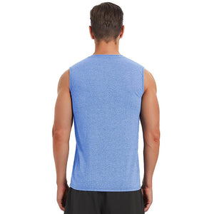 TACVASEN Light Blue Men's Bodybuilding Tank Tops Cotton Workout T-Shirts