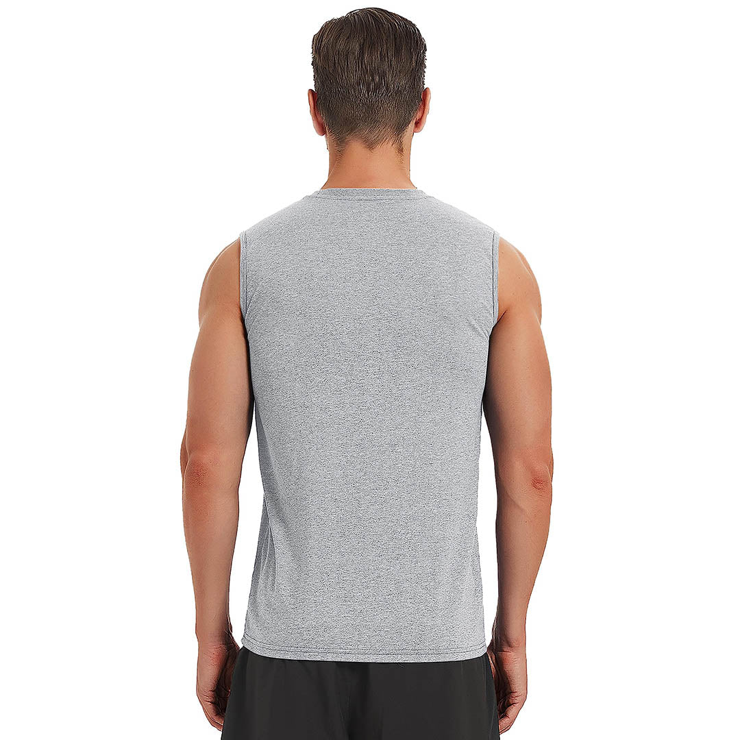 TACVASEN Light Grey Men's Bodybuilding Tank Tops Cotton Workout T-Shirts
