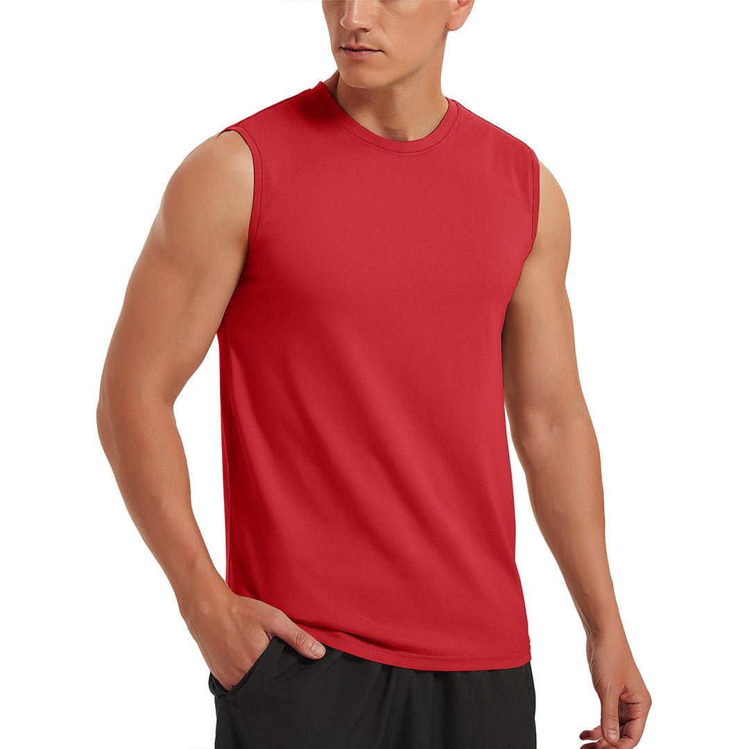 TACVASEN Tomato Red Men's Bodybuilding Tank Tops Cotton Workout T-Shirts