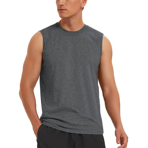 TACVASEN Dark Grey Men's Bodybuilding Tank Tops Cotton Workout T-Shirts