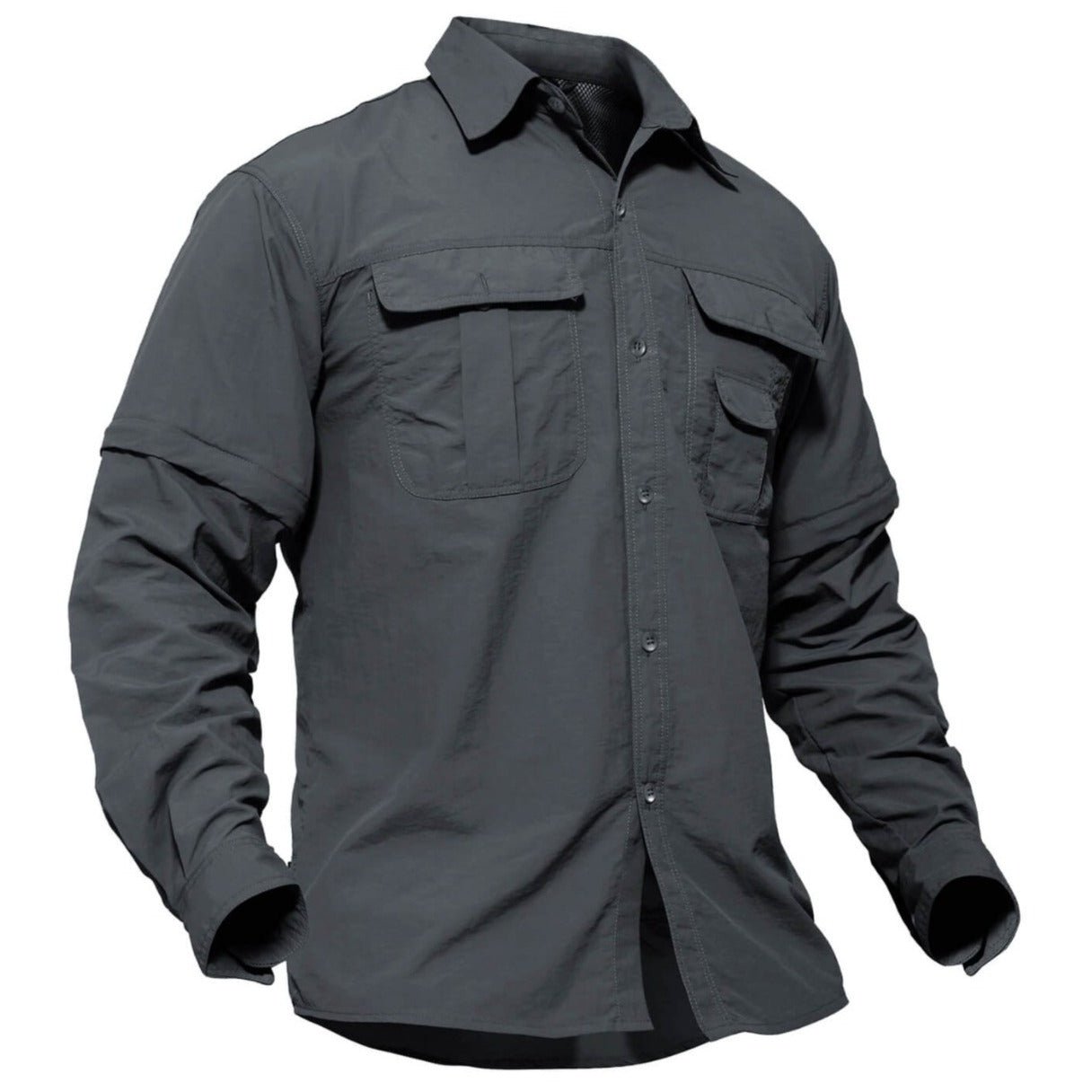 TACVASEN Grey Men's Breathable Quick - Dry Convertible Outdoor Shirt