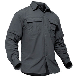 TACVASEN Grey Men's Breathable Quick - Dry Convertible Outdoor Shirt