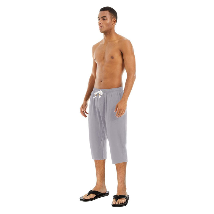 Men's Capri Wide Leg Cotton Linen Shorts - Men's Capri Pants