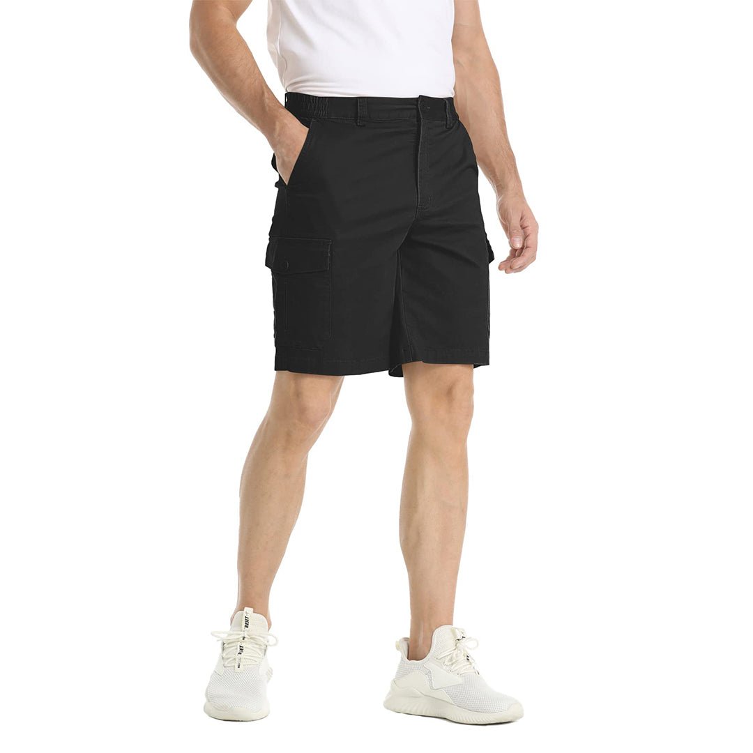 TACVASEN Black Utility Cotton Cargo Shorts