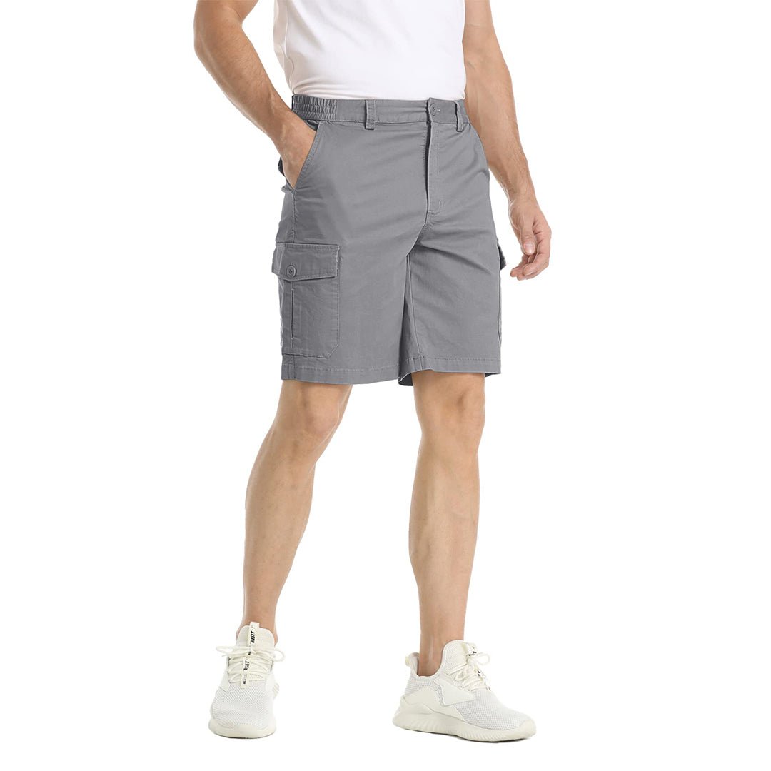 TACVASEN Light Grey Utility Cotton Cargo Shorts