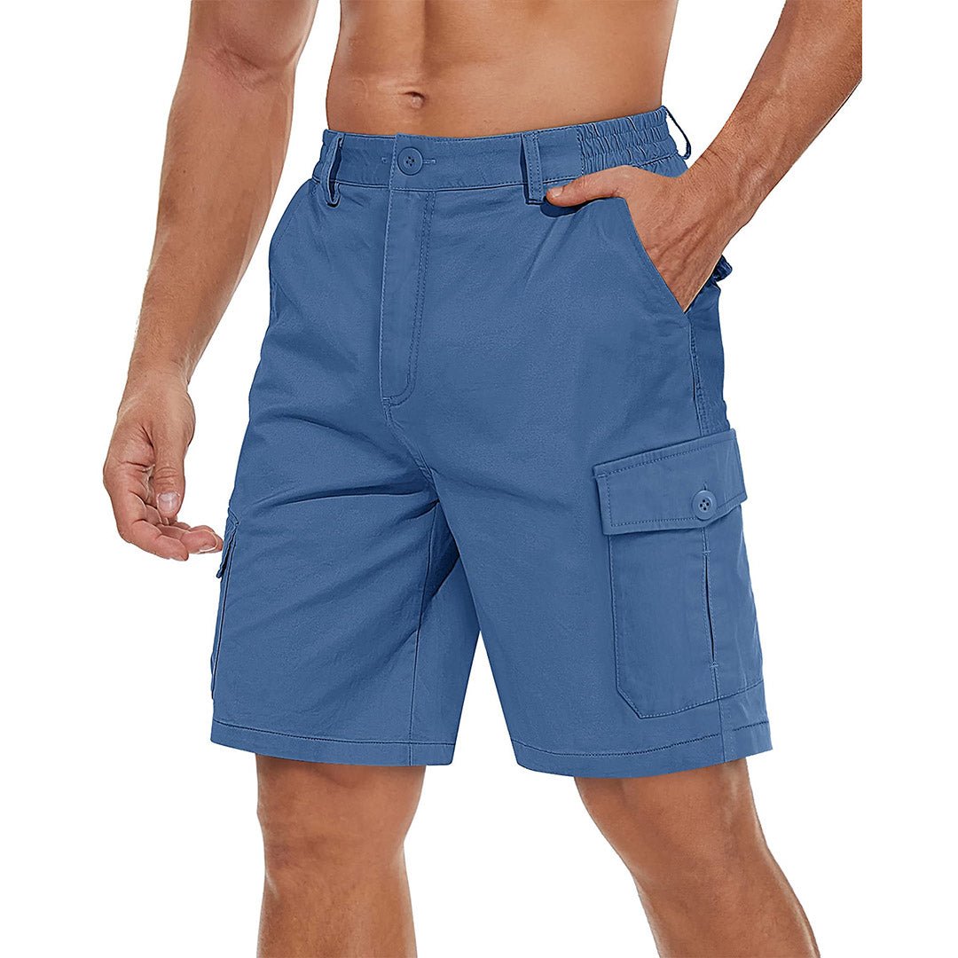TACVASEN Blue Grey Utility Cotton Cargo Shorts