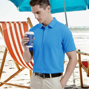 TACVASEN Black Men's Cotton Pique Short Sleeve Classic Fit Polo Shirt