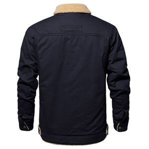 TACVASEN Navy Men's Winter Jacket Sherpa Fleece Lined Cargo Coat with Multi Pockets