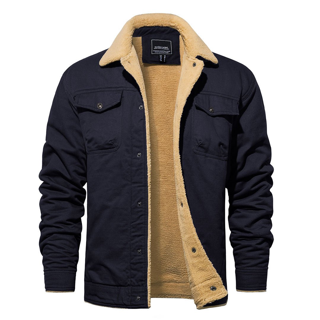 TACVASEN Navy Men's Winter Jacket Sherpa Fleece Lined Cargo Coat with Multi Pockets