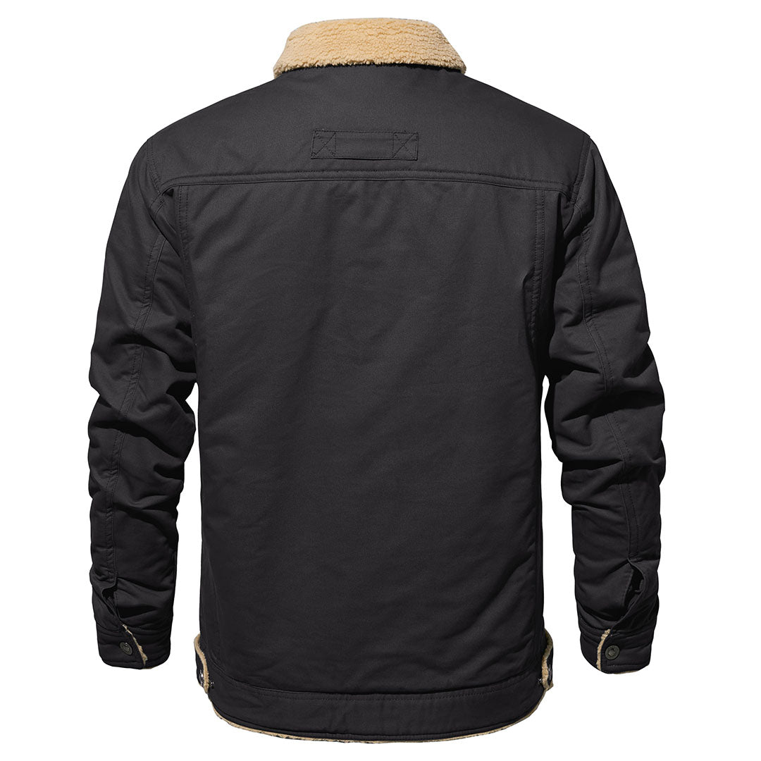 TACVASEN Dark Grey Men's Winter Jacket Sherpa Fleece Lined Cargo Coat with Multi Pockets